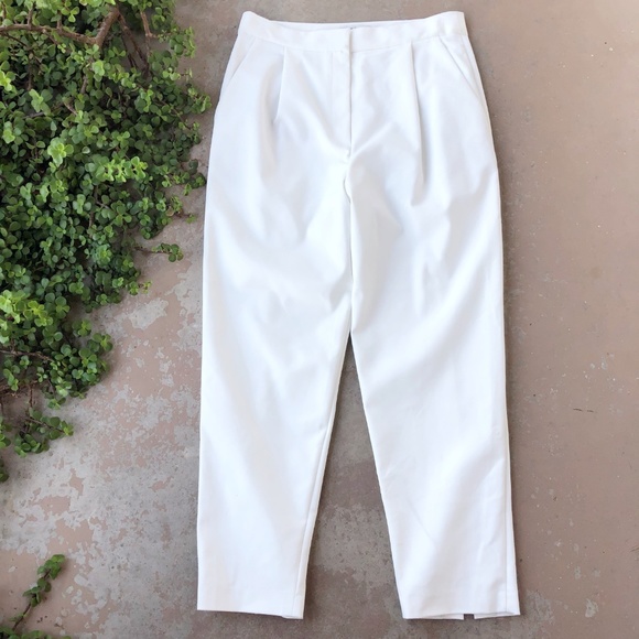 white high waisted pleated pants